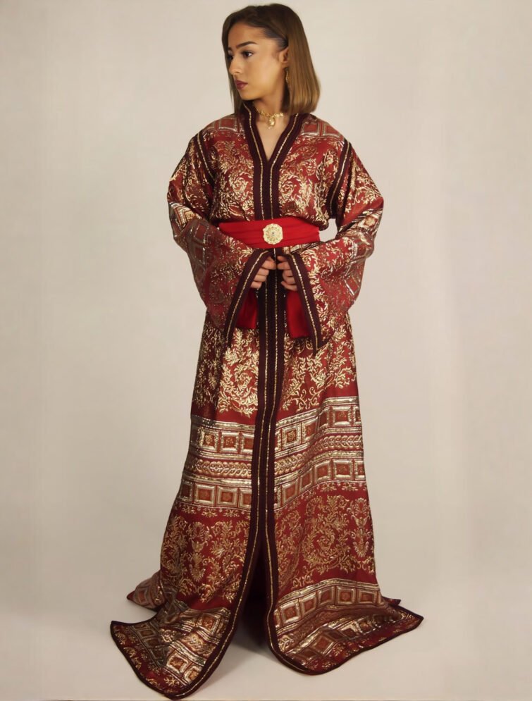 Caftan Brocard Afrah — Bordeaux Sfifa & Aakad